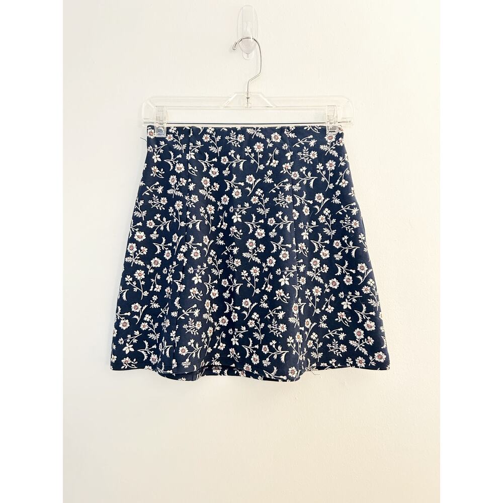 Hollister Blue Floral Mini Skater Skirt Size Extra Small
